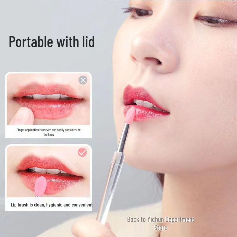 TikTok Portable Silicone Lip Brush with Lid - Lipstick, Lip Gloss, Lip Balm Blending Tool