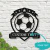 Soccer Metal Wall Art Personalized Soccer Gift Man Cave Decor Football Wall Sign Sports Sculpture