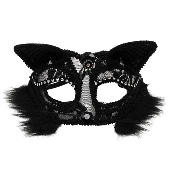 Halloweenská kočičí maska Poloviční obličej Krajková maškarní maska Kočka Liška Zvíře Cosplay Kostým pro Karnevalový ples Party Doplňky