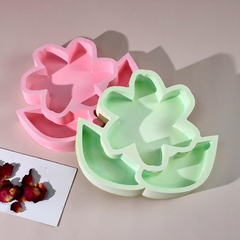 Flexible Sturdy Silicone Epoxy Resin Castes Mold Flower Shaped Tray Dishes Molds for Craft and Home Decoration