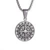 Stainless Steel Retro Mens and Womens Compass Necklace Punk Casting Compass Coin Pendant Jewelry Accessories
