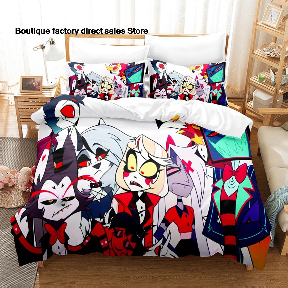 Anime Print Duvet Cover All Sizes Customizable for Fans BedroomHotHazbin Hotel Charlie Bedding Set 3PCS