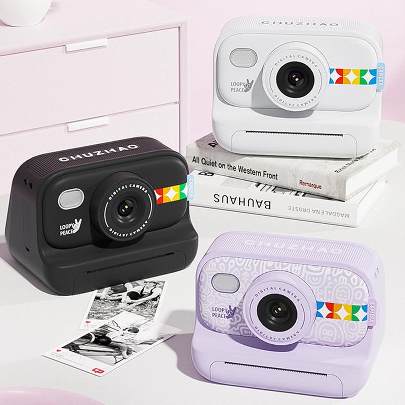 Barevný instantní fotoaparát pro děti, Vánoční dárky k narozeninám pro dívky a chlapce, HD digitální videokamery, termopapír bez inkoustu