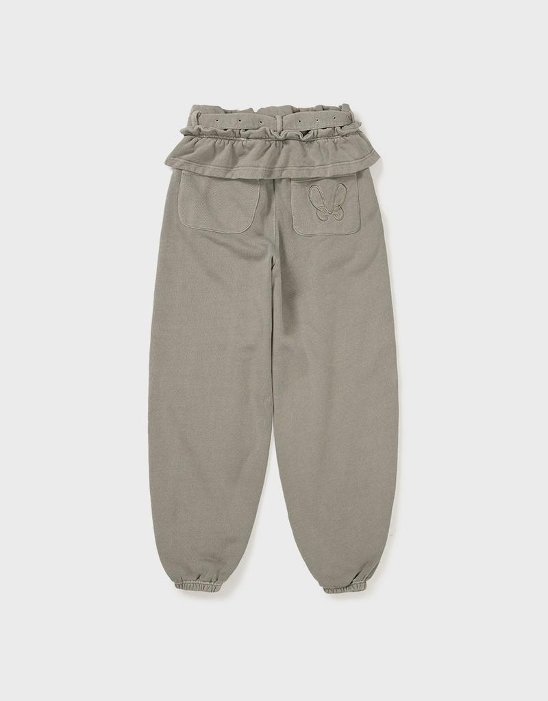 Ememdeobeulyu [Mmw] Frill Belted Pigment Sweat Pants (Beige)