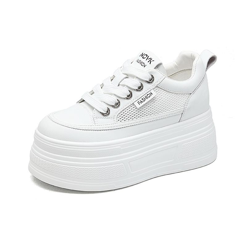 Womens Colorblock Platform Chunky Sneakers Hidden Heel Lift Lace Up Casual Shoes Thick-Soled Platform Breathability Versatile