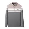 Men's Premium Striped Long-Sleeve Polo Shirt - Pure Cotton, High-End Business Wear