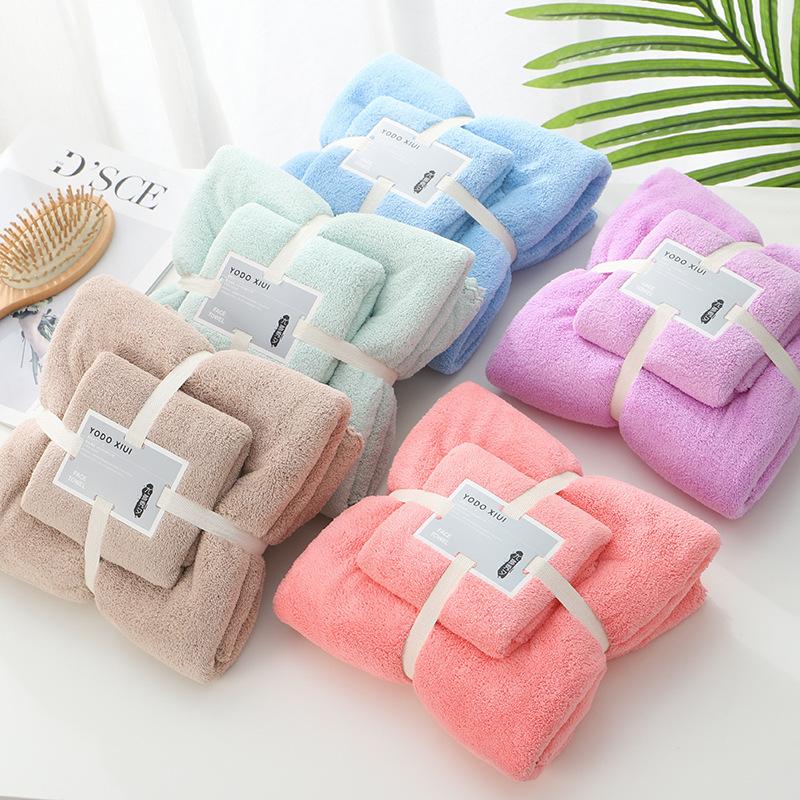 

Plain coral fleece trimmed towel adult children bath towel beach towel beauty towel soft and absorbent towel 35 * 75cm рожевий