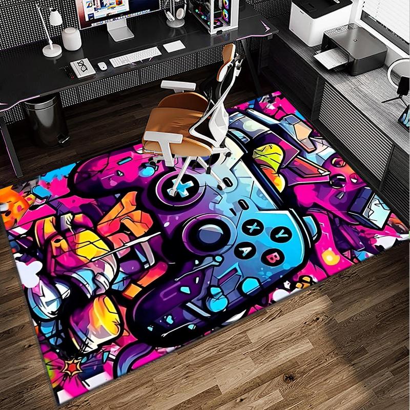 Colorful Gaming Controller Office Rug Chair Mat, Game Carpet, Suitable for Front Door, Bedroom, Living Room, Desk, Holiday Gift