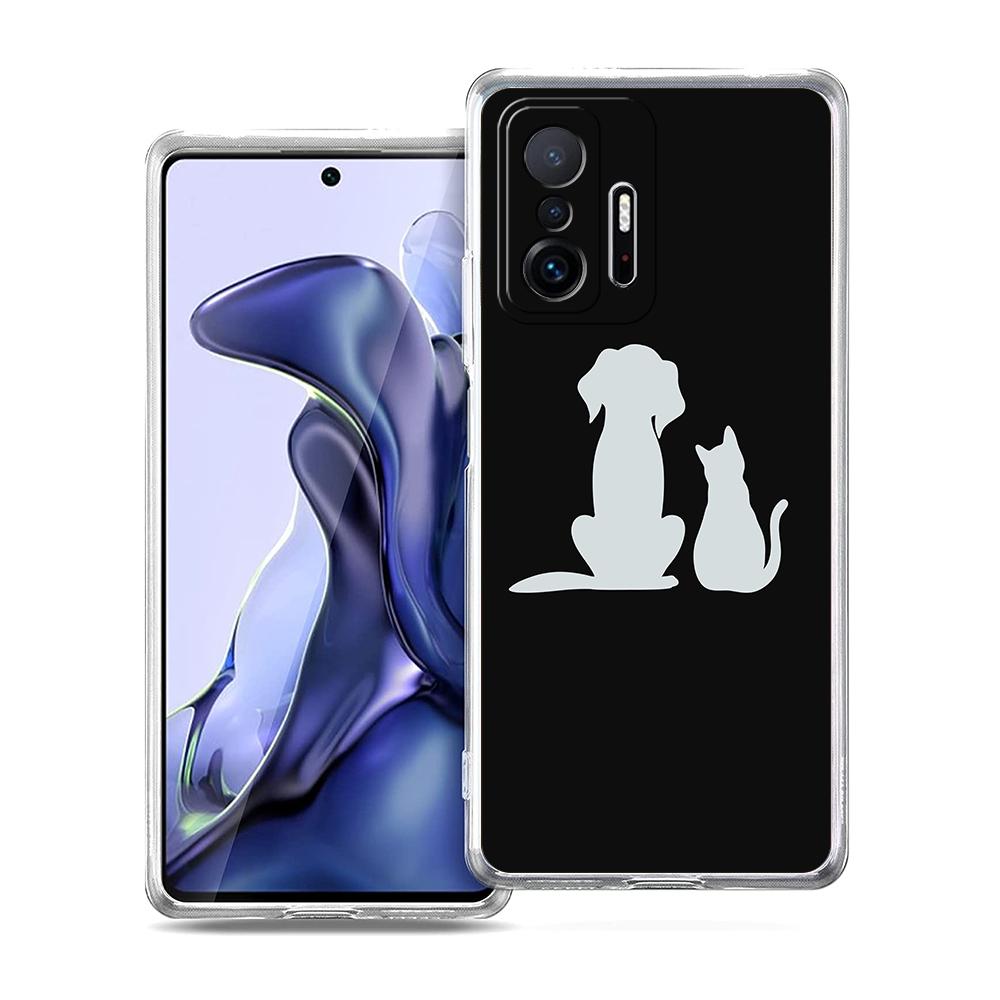 Transparent Phone Case for Xiaomi Mi 14 13 12 11 Ultra 13T 12T 11T Poco X3 NFC F3 F6 Pro Lite 5G Soft TPU Cute Line Cat Pattern