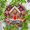Festive Gingerbread House Metal Wall Sign Christmas Welcome Door Decor Red White Holiday Home