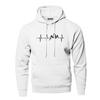 Man Mountain Heartbeat Hoodies Sweatshirt Long Sleeve Hooded Sweatshirt