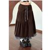 Women's Brown Corduroy Plaid A-Line Skirt - Spring/Autumn Patchwork Mid-Length, Slimming Cake Design