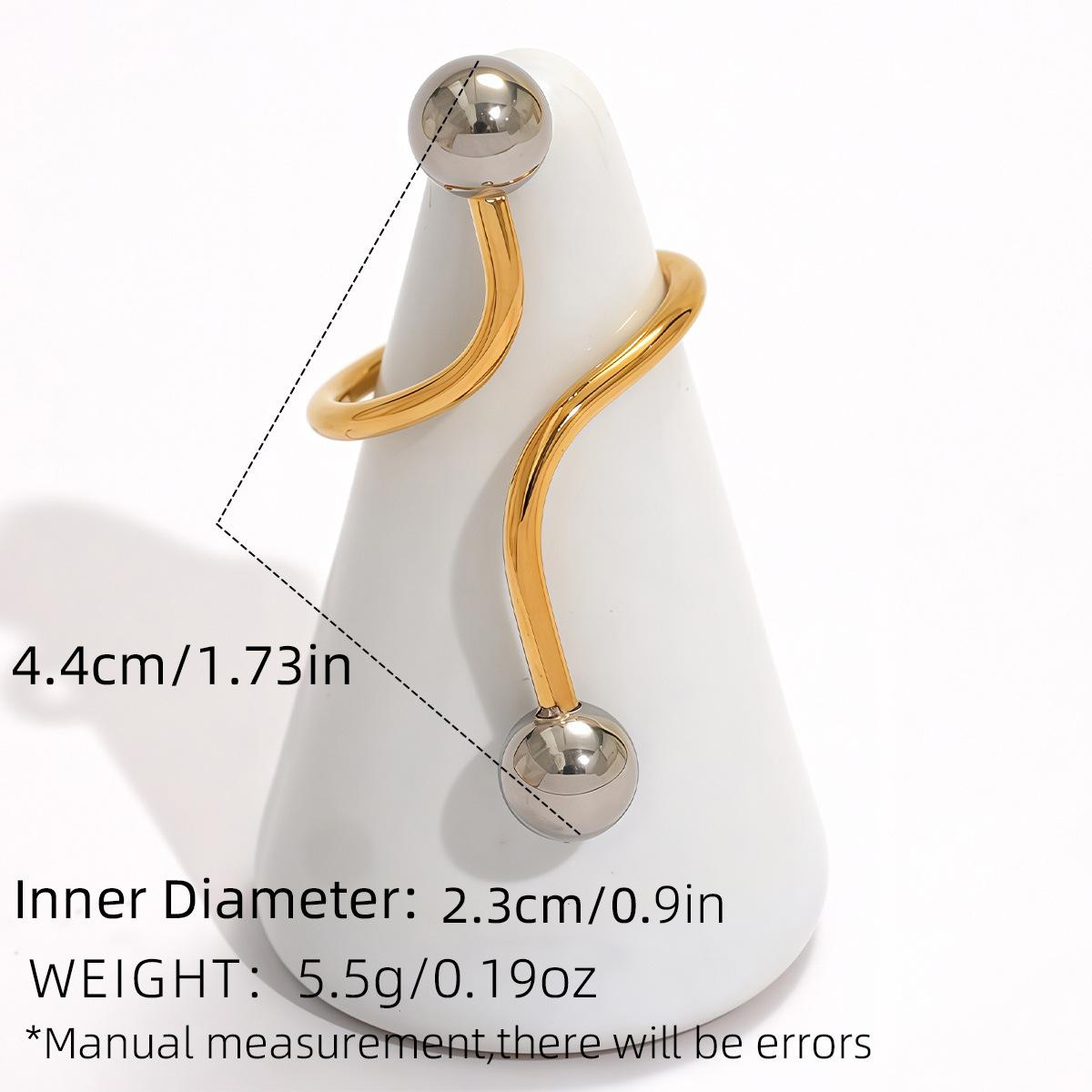 

Elegant Stainless Steel Line Rings Unisex Geometric Color Block Steel Bead Design Open Rings Banquet Party Zircon Accessories