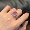 Trendy Pink Diamond Ice Cut Women Ring Luxury Nest Design Pigeon Egg Diamond Ring Elegant and Stylish