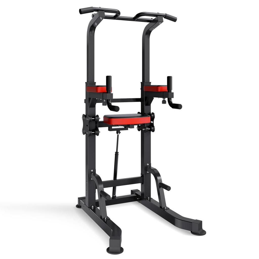 Pull-up Bar, 150kg Power Tower Dip Station, Trainings Dip Station met H-vormige Stabiele Basis & Hulpplatform, Verstelbare 9 Niveaus Hoogte Pull-up
