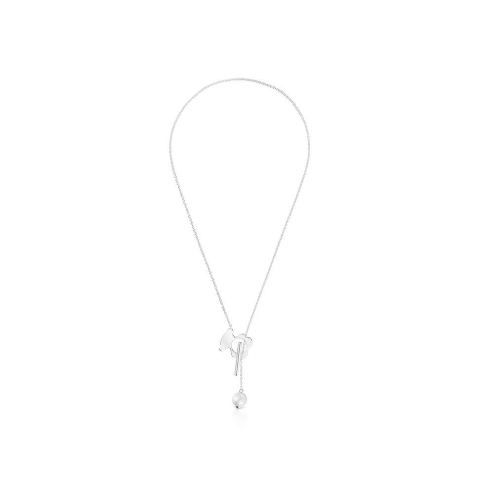Short Silver Bear Necklace Cultivated Pearl I-Bear/ Short Silver Bear Necklace 1004126800