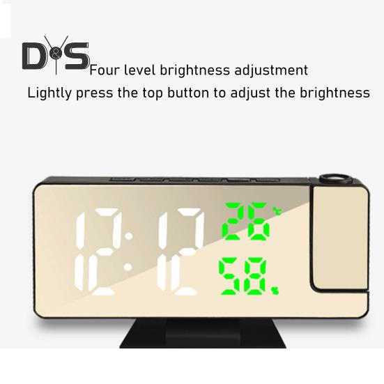 LED-Digitalwecker, großer Bildschirm, Mehrzweck-Projektor-Deckenuhr im 12/24-Stunden-Format mit Zeit-/Temperaturanzeige