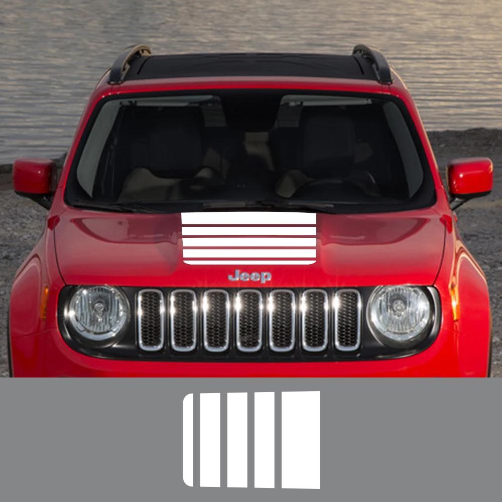 AFV1 For Jeep Renegade 2016 2017 2018 2020 2021 2022 2023 Car Hood Elevat Strips Graphics Sticker Vinyl Decal Auto Tuning Accessories