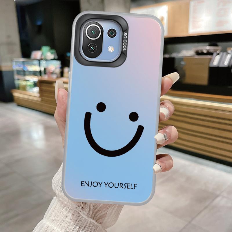 Smiling Face Case For Xiaomi Mi 11 Lite 5G NE 13T PRO 14T Redmi A5 A1 A2 9A Poco C71 Shockproof Hard Back Cover Line Art Sketch