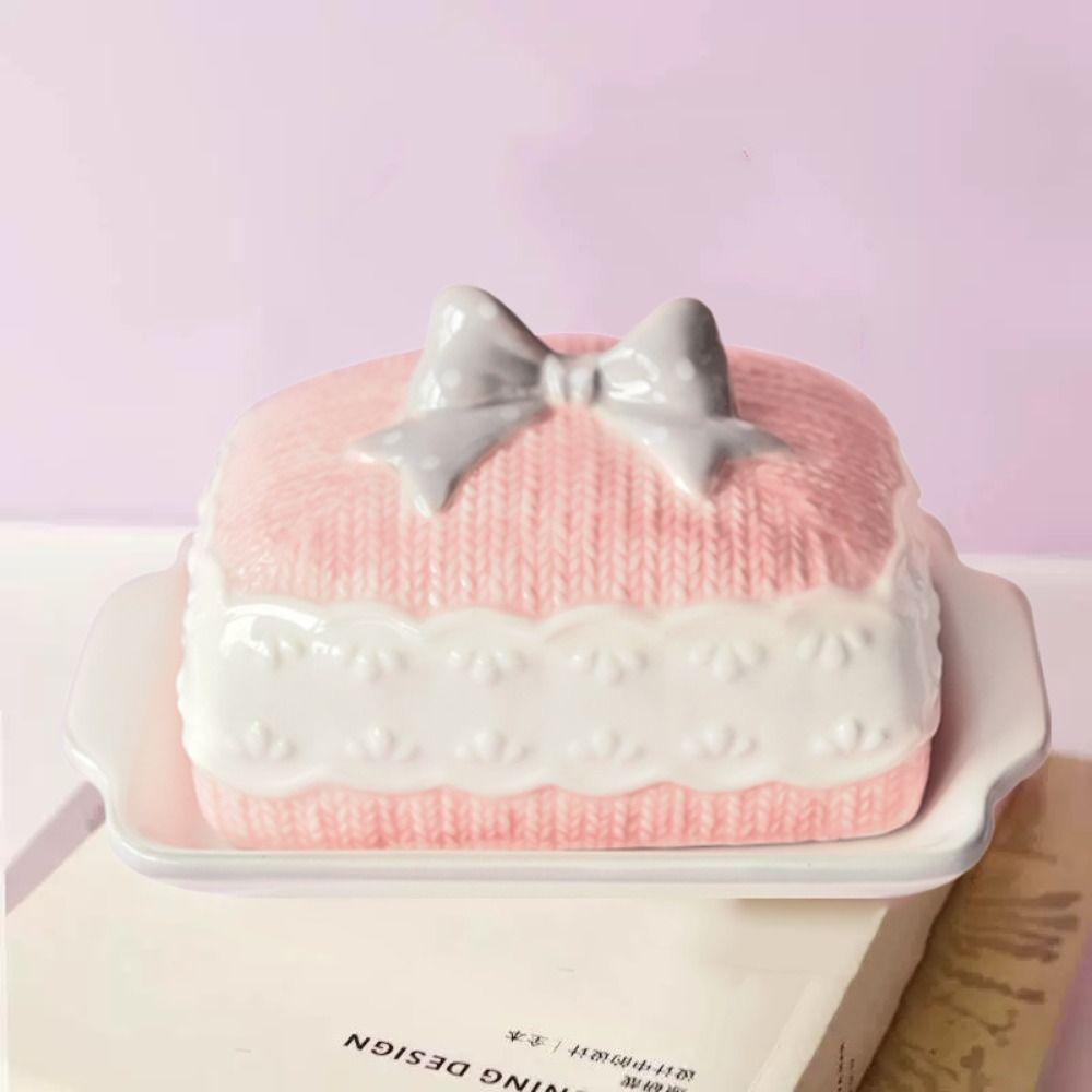Rosa Smörostbricka Kreativ Puddingförvaringshållare Bricka Dessertserveringsbehållare Kök