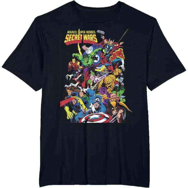Superhero Cartoon Print T-shirt Summer New Men's and Women's Street Fashion cotton Casual Autumn and winter innerwear