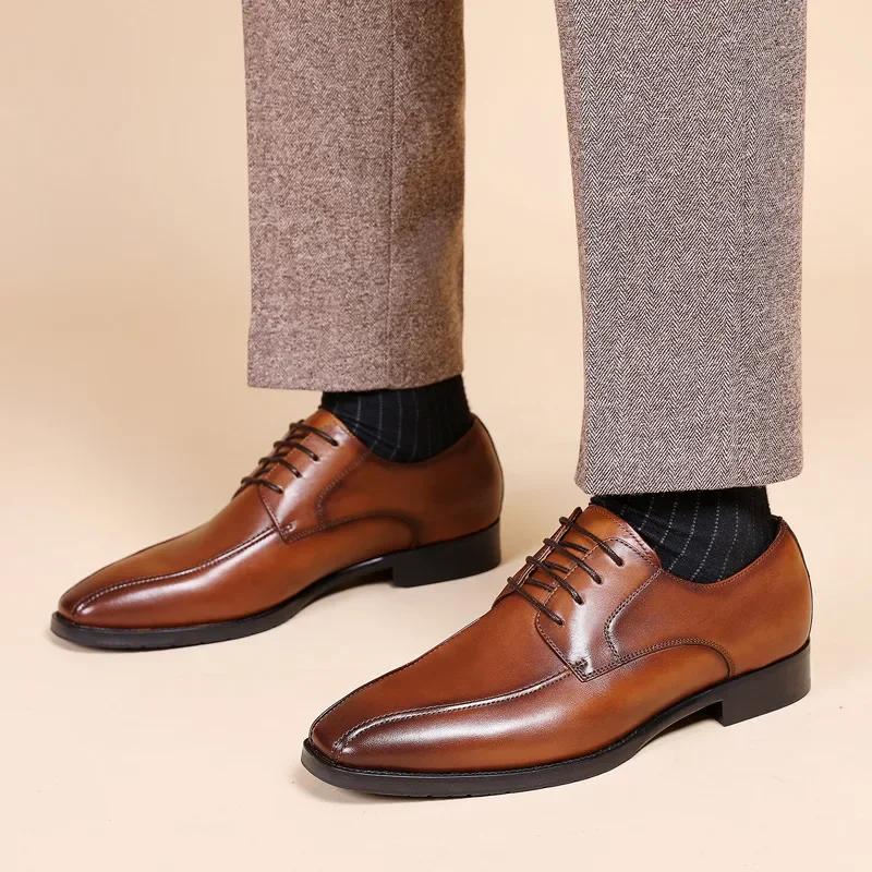 Whoholl Brand Oxford Shoes Patent Calfskin Leather Brogue Dress Shoes Classic Business Formal Shoes Man Handcrafted Mens 2024