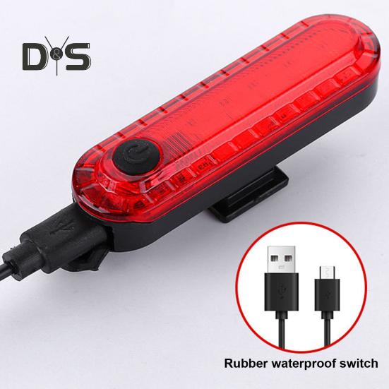 USB Rechargeable Bicycle Tail Light Energy-Saving LED Lamp Waterproof Bike Rear Safety Flashlight for Night Riding Outdoor Cycling
