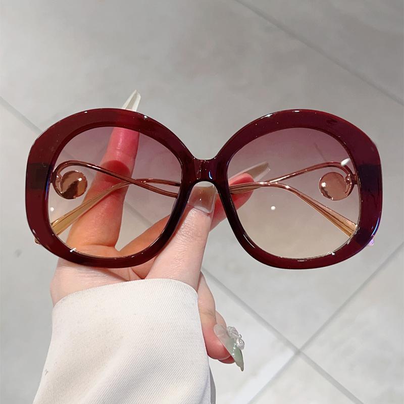 Oversized Round Sunglasses Women  New Fashion Gradient Multi-color Shades with Pearls Trendy Brand Design Sun Glasses