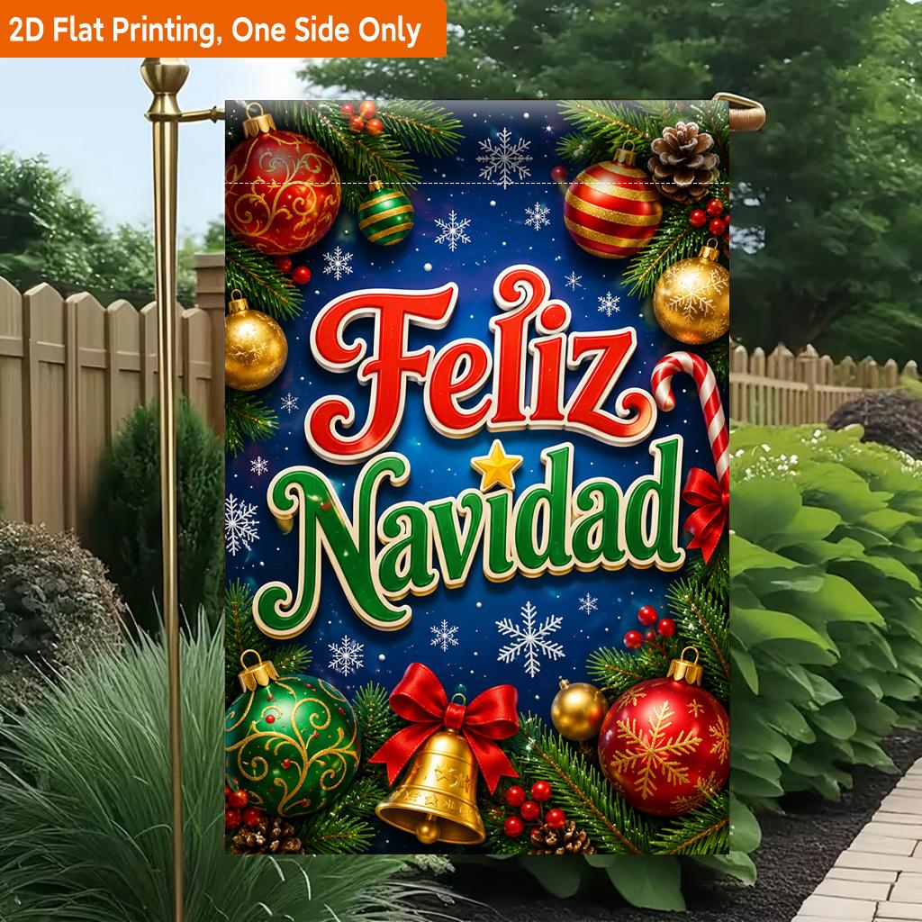 2D Flat - 2D Flat Printing Garden Flag 1pc, Christmas Holiday Wishes Decorations Durable Single-Sided Print Yard Flag, Garden & Home Holiday Decoratio