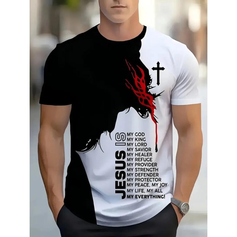 Summer Round Neck 3D MILAN Pattern Print Top Fashionable Casual Short Sleeved Men's T-shirts