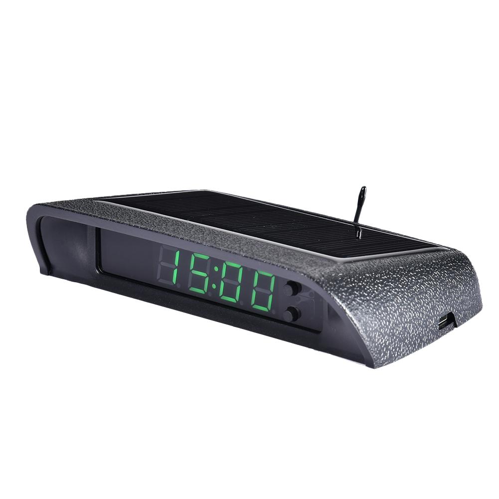 Tragbare Solar-Autodigital-LCD-Uhr & Temperaturanzeige Auto-Armaturenbrett-Uhren Hintergrundbeleuchtung Elektronischer Bildschirm Temperaturuhr