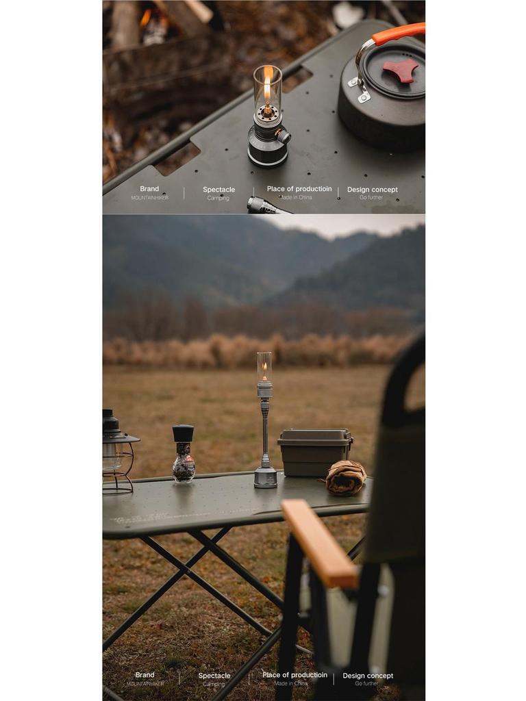Octagonal Silver Small Gas Camping Lantern Set