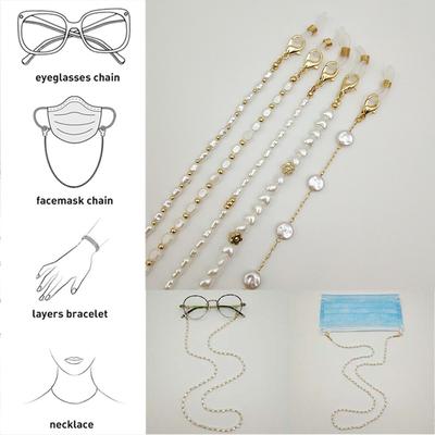 Metal For Women Anti-lost Men Face Mask Necklace Pearl Chain Reading Glasses Chain Glasses Clips