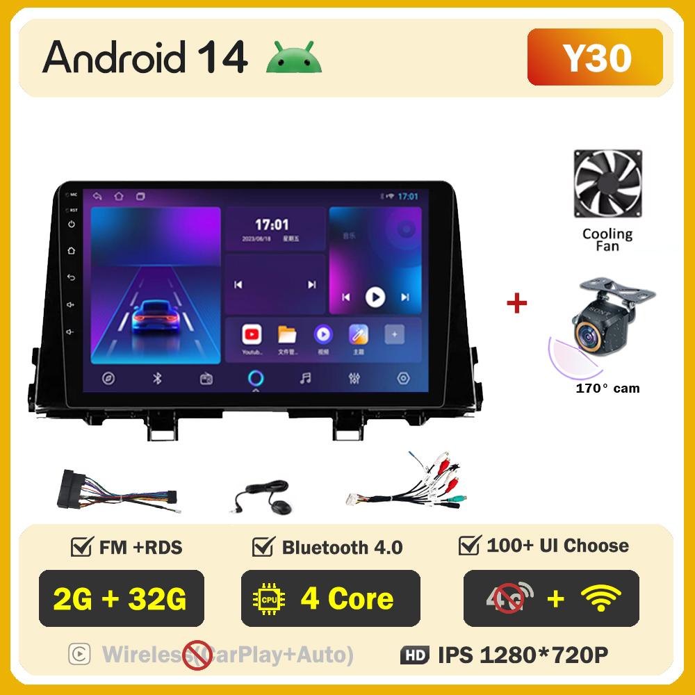 Car Video Player For KIA Morning 3 Picanto 2017-2020 Carplay Android 14 Auto Radio Intelligent System GPS Navigation 5G Wifi