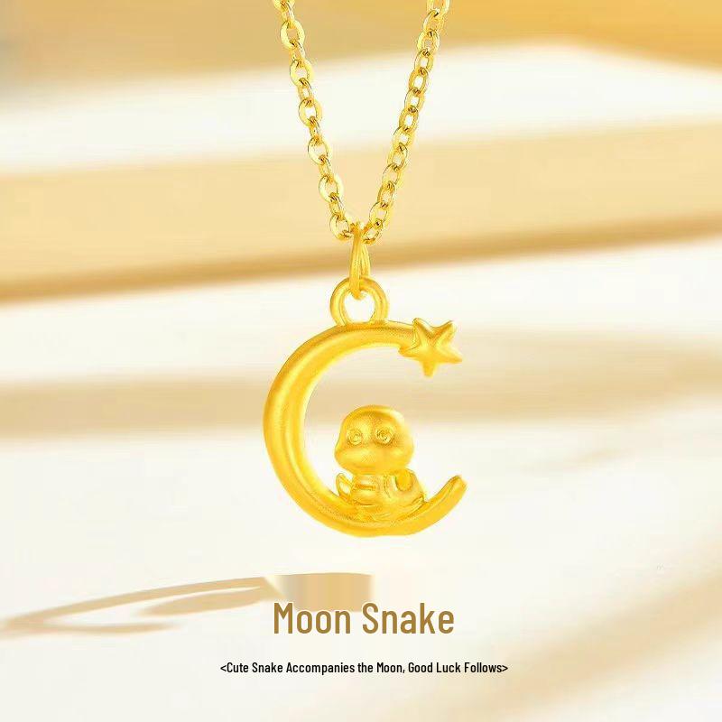 

Gold Zodiac Snake Pendant Necklace: Star & Moon Charm Birthday Gift for Women Snake Pendant (Chain Not Included)