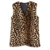 Leopard Print Faux Fur Winter Vest - Women's Mid-Length Soft Warm Coat