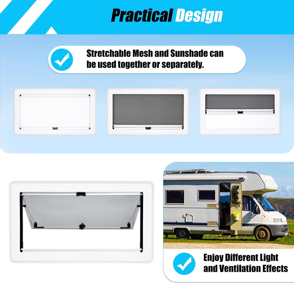 36x20 Zoll Wohnmobilfenster Ersatz mit Glas - Notausstieg, Food Truck, Wohnmobilfenster - Langlebig & Einfach zu installieren für Wohnmobile, Anhänger