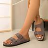 Fashion Spring 2025 Women's Retro Artistic Comfortable Cork Thick Heel Beach Slippers Casual Single Strap Slippers Europe Style Shoes