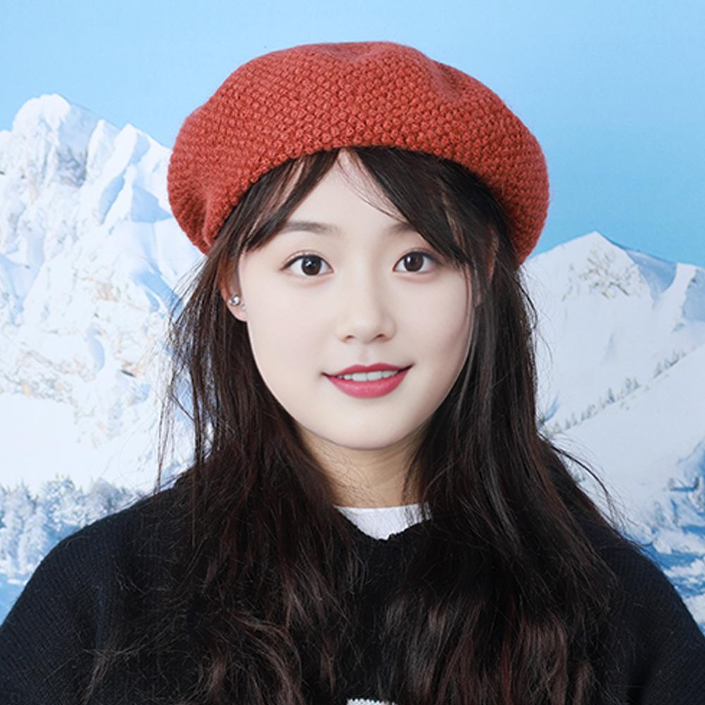 Beret Women's Autumn and Winter Knitted Wool Painter Hat Literary Versatile Elegant Warm Face Showing Little Beret Pumpkin Hat
