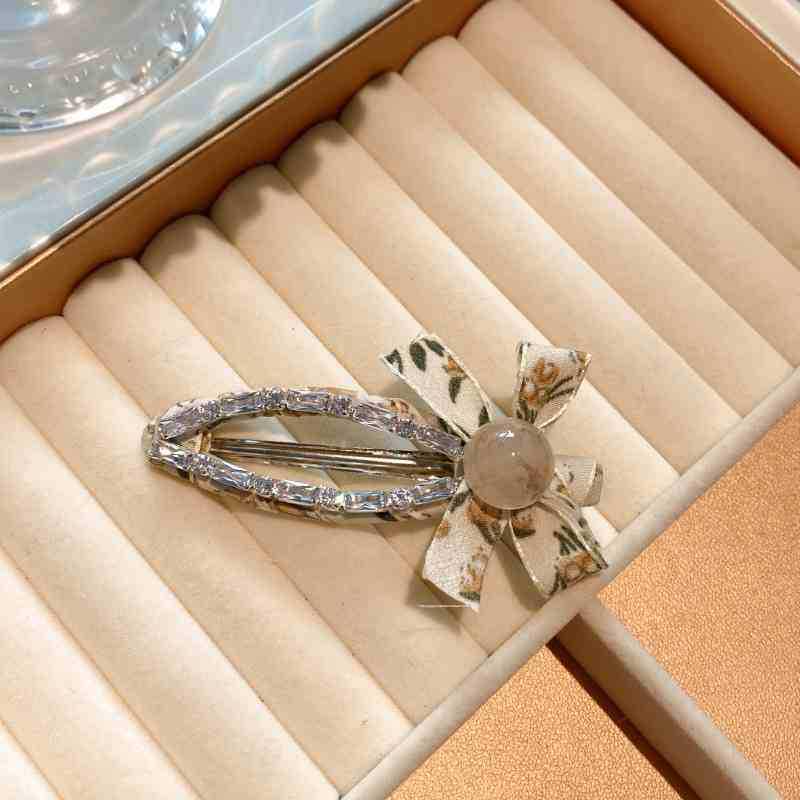 Korean Floral Rhinestone Pearl Hair Clip for Women