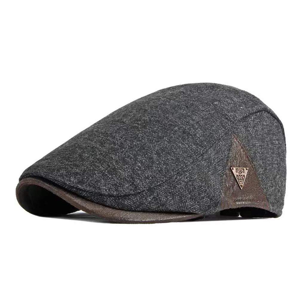 1Piece Men Side Triangle Pattern Beret Duckbill Cap Outdoor Adjustable Leisure Hat Spring Autumn Hunting Travel Tourism