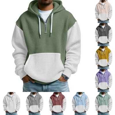 Herrenmode Trendiger Kapuzenpullover mit halbem Reißverschluss Dicke Fleece-Textur