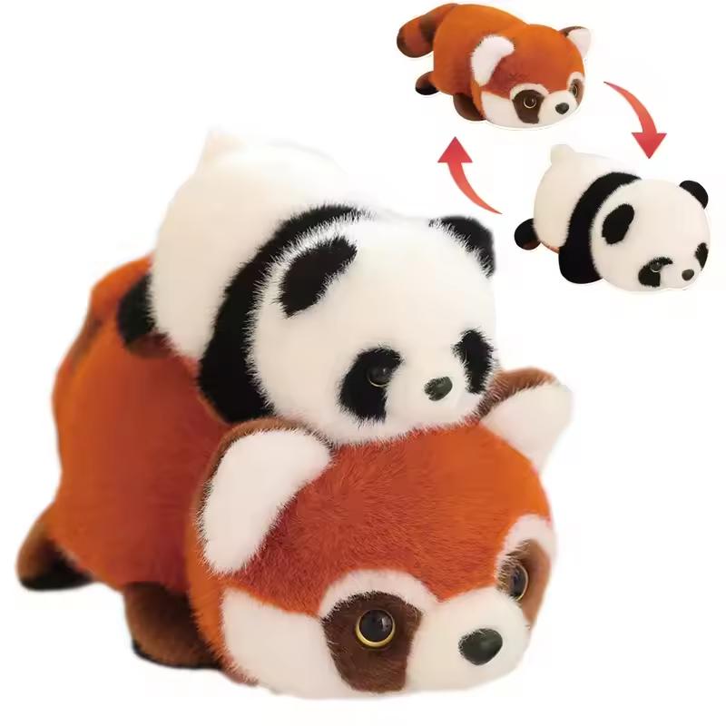 Cartoon Wasserschwein Kleiner Panda Wendbarer Panda Plüschtier Weiche Kuscheltiere Tierkissen Dekoration Für Kinder Geburtstagsgeschenk 35cm