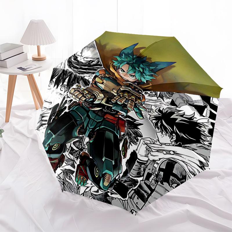 1pc My Hero Academia Boku No Hero Academia Automatic Opening & Closing Outdoor Umbrella with Katsuki Bakugo Design, Portable Tri-Fold Design, 8-R