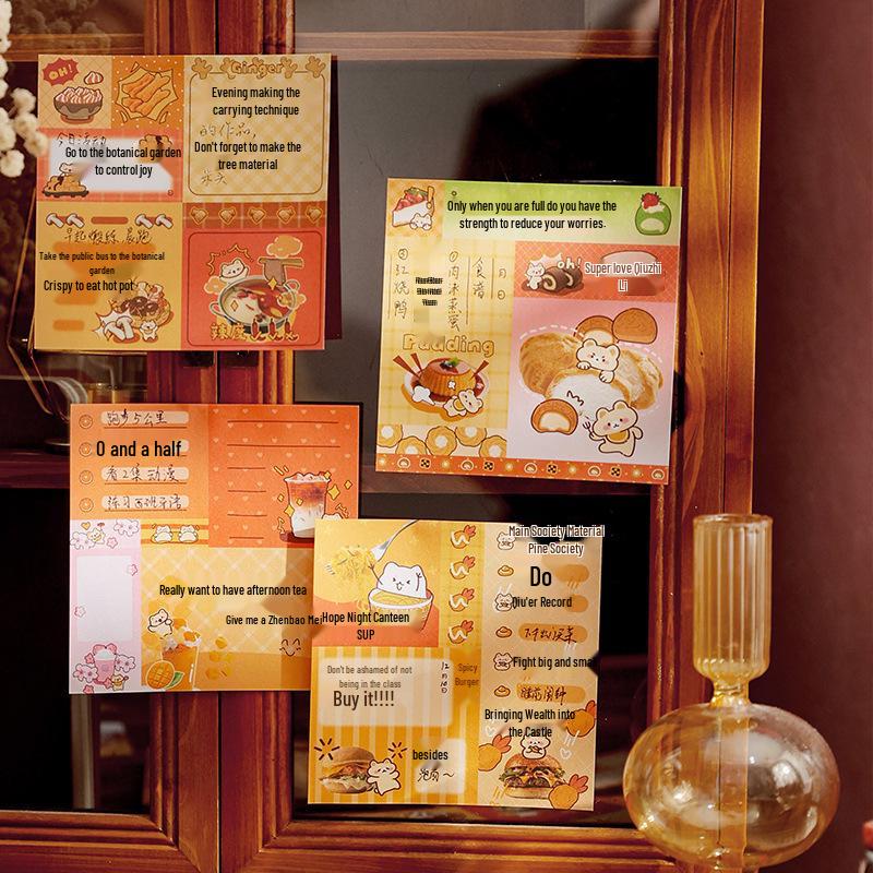 Mu Ran Vintage Food Illustration Sticky Notes - Creative Stationery for Students and Journaling