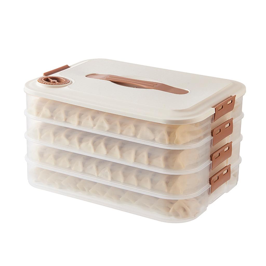 3/4-layer Wonton Dumpling Storage Containers Sealed Quick-Frozen Dumpling Boxes Stackable  with Timer Kitchen Tools