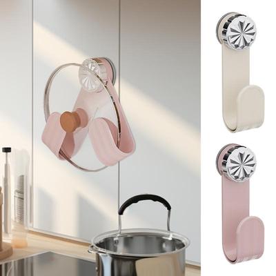 Pot Lid Organizer Adjustable Wall Mounted Pot Lid Holder Multifunctional Kitchen Gadget Rotatable Pan Cover Organizer For