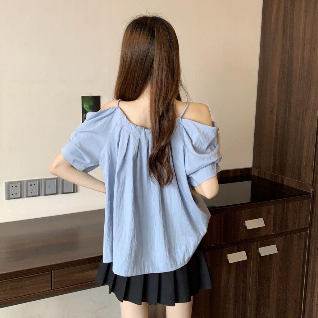 Plus Size One-Shoulder Short Sleeve Camisole Top - Slimming & Versatile Fashion for Women, Summer Arrival