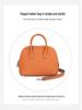 Mini Cowhide Crossbody Bowling Bag with Zipper - Classic Shell Design
