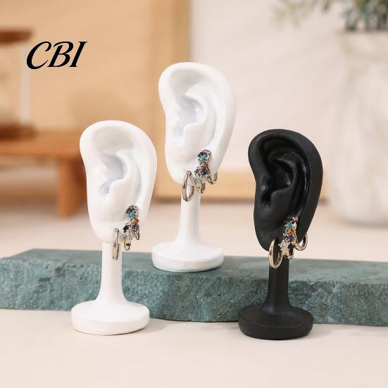 Black Earring Holder Human Ear Holder, Shaped Jewelry Stand, Storage Organizer, Display Stand for Home Dresser Store Counter Use